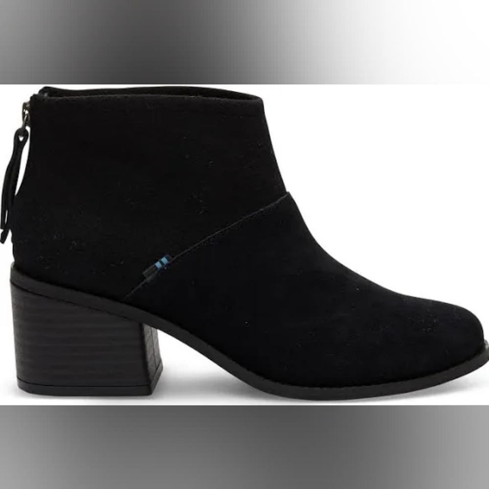 Toms Women's Boots Lacy Ankle Booties Black Suede Felt Mix Sz 39/9